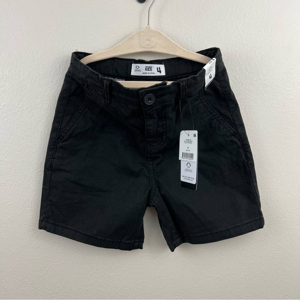 Cotton On Kids Black Will Chino Shorts Size 4 NWT